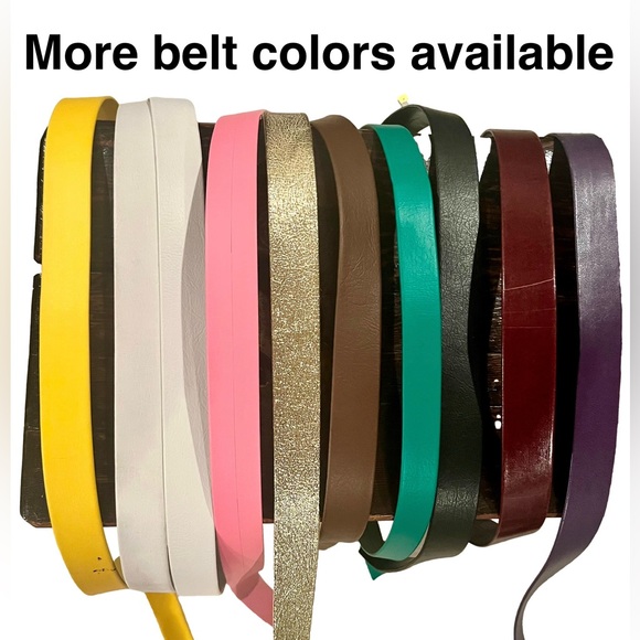 Vintage 1980s Gold Tone Bow Belt Buckle w/ Pink Leather Belt 1986 Statement glam - Picture 7 of 8